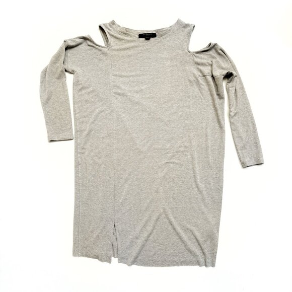 <All Saints> Esther Cold-Shoulder Grey Jersey Dress - Picture 11 of 16